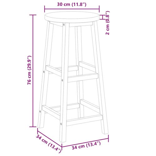 Бар табуретки, 8 бр, акация масив