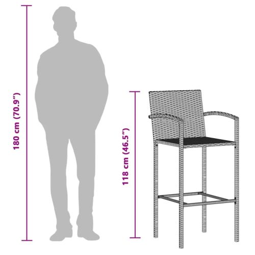 Градински бар комплект 5 части кафяв акация масив и полиратан