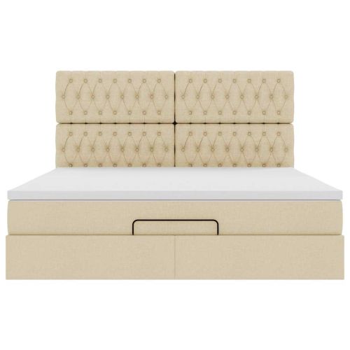 Османска легло с матрак, кремаво, 160x200 см, плат