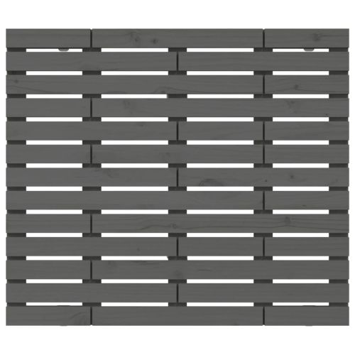 Стенна табла за спалня, сива, 106x3x91,5 см, борово дърво масив