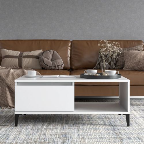 Кафе маса, бяла, 90x50x36,5 см, инженерно дърво