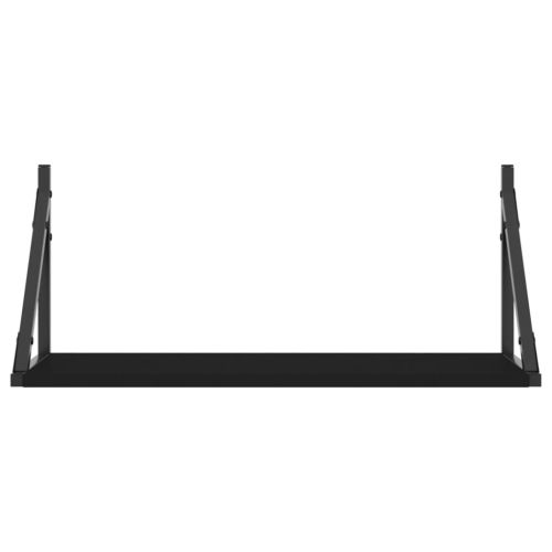Стенни рафтове, 2 бр, черни, 60x25x25,5 см, инженерно дърво
