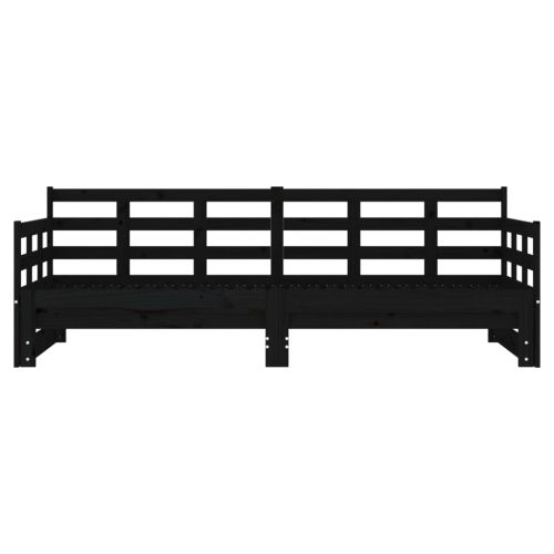 Разтегателно дневно легло, без матрак, черно, 2x(90x200) см