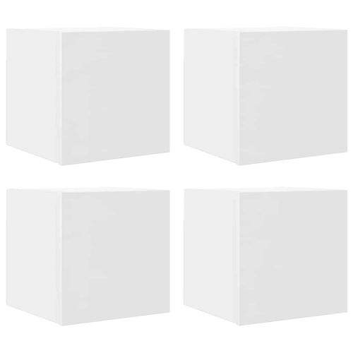 ТВ шкафове за стенен монтаж, 4 бр, бели, 30,5x30x30 см