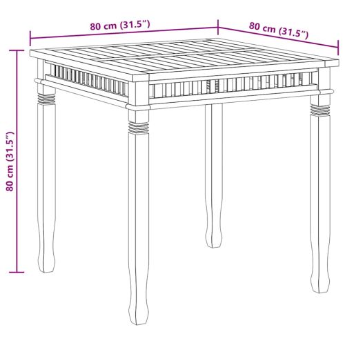 Градинска трапезна маса, 80x80x80 cм, тиково дърво масив