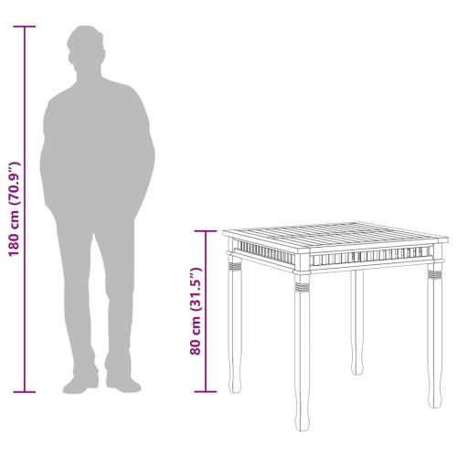 Градинска трапезна маса, 80x80x80 cм, тиково дърво масив