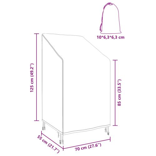 Покривало за градински стол Черно 70 x 70 x 85 / 125 cm 210D плат