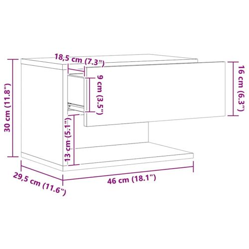 Нощни шкафчета за стенен монтаж, 2 бр, дъб артизан
