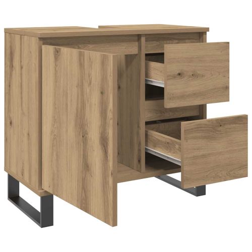 Шкаф за мивка за баня, дъб артизан, 65x33x60см, инженерно дърво