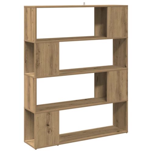 Библиотека/разделител за стая, дъб артизан, 100x24x124,5 см