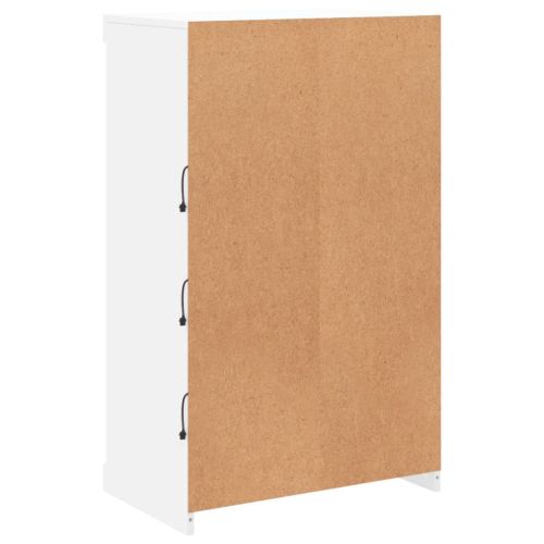 Сайдборд с LED светлини, бял, 60,5x37x100 см