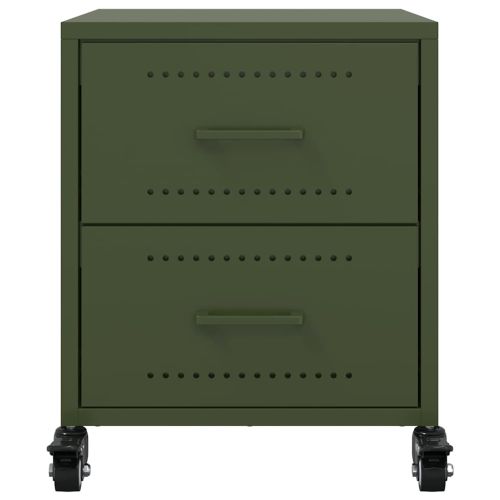 Нощно шкафче, маслиненозелено, 36x39x43,5 см, стомана