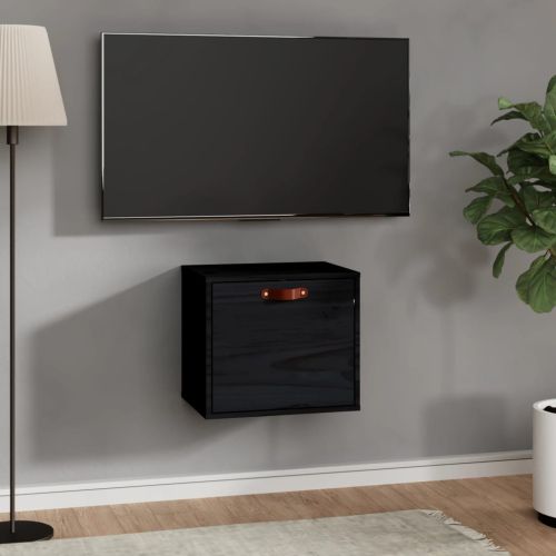Стенен шкаф, черен, 40x30x35 см, бор масив