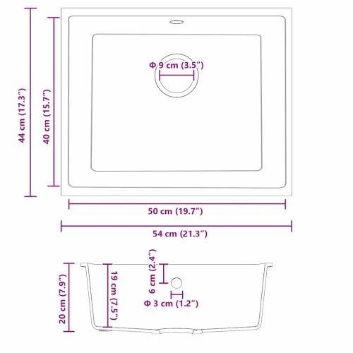Кухненска мивка Бежово 54 x 44 x 20 см Гранит