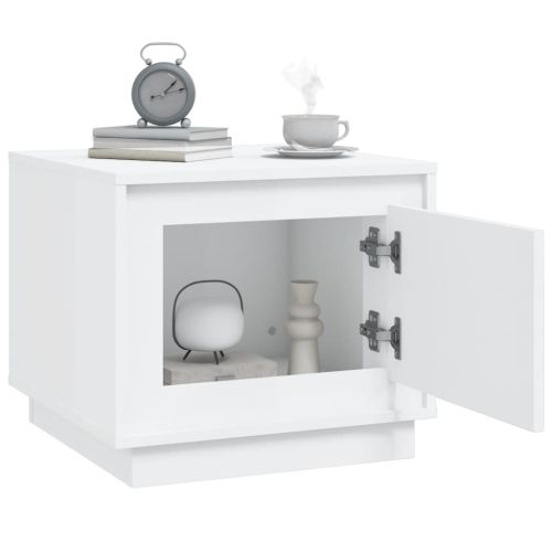 Маса за кафе, бяла, 51x50x44 см, инженерно дърво