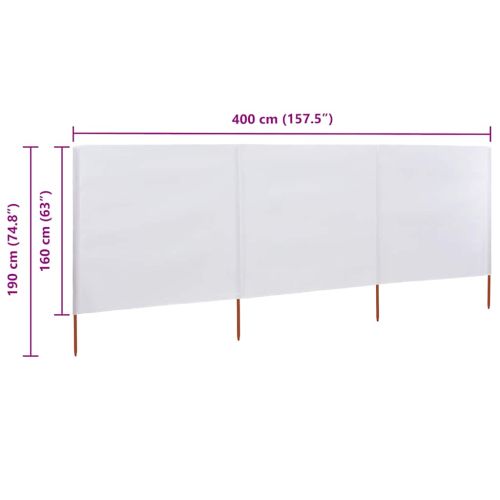 Параван против вятър от 3 панела текстил 400x160 см пясъчнобял