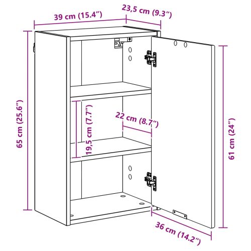Шкаф за баня Монтиране на стена Старо дърво 39 x 23,5 x 65 см