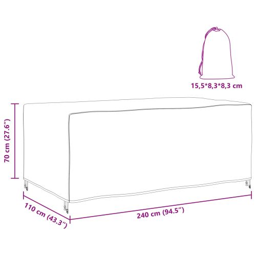 Покривало за градински мебели Черно 240 x 110 x 70 см 420D