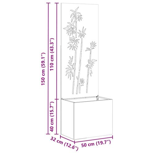 Градинска саксия с декоративна панел Маслиненозелен 50 x 140 cm