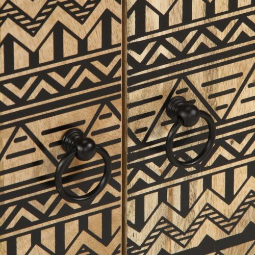 Шкаф за баня, черен, 62x33x58 см, масивно мангово дърво