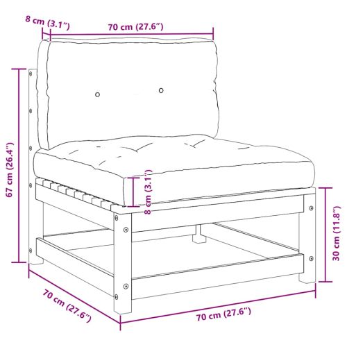 Градински средни дивани с възглавници, 2 бр, сиви, бор масив