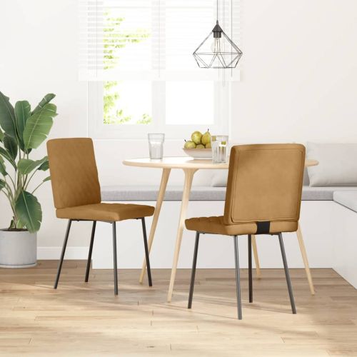 Трапезни столове, 2 бр, кафяви, кадифе