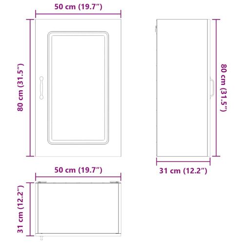 Кухненски шкаф с рафт Черно 50 x 31 x 80 см Инженерно дърво
