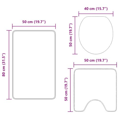 Комплект антислип килими за баня 3 pcs Червено ПП