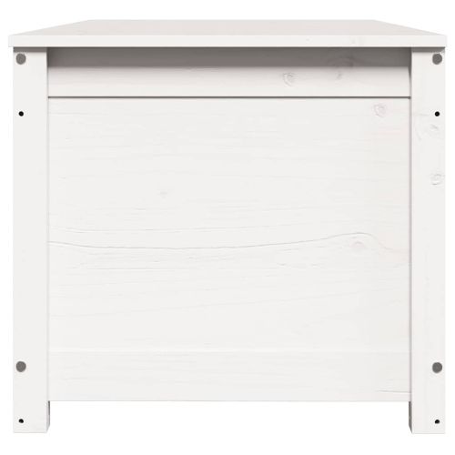 Кутия за съхранение, бяла, 110x50x45,5 см, борово дърво масив