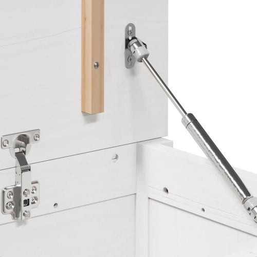 Кутия за съхранение, бяла, 110x50x45,5 см, борово дърво масив