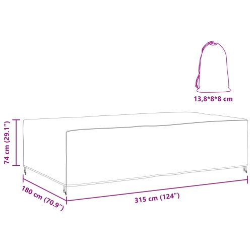 Покривало за градински мебели Черно 315 x 180 x 74 cm 210D