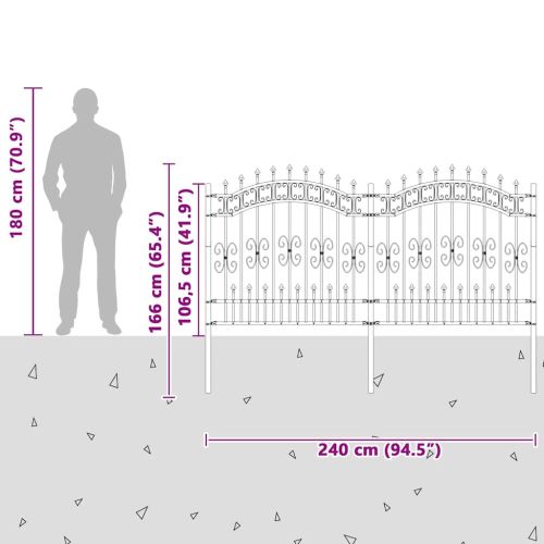 Градска ограда Бяло 165 cm Прахово покритие стомана