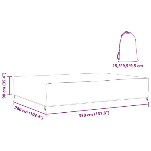 Покривало за градински мебели Черно 350 x 260 x 90 cm 210D