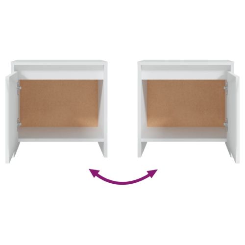 Нощни шкафчета, 2 бр, бели, 45x34x44,5 см, инженерно дърво