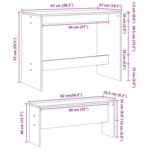 Комплект трапезна маса и пейки, 3 части, инженерно дърво