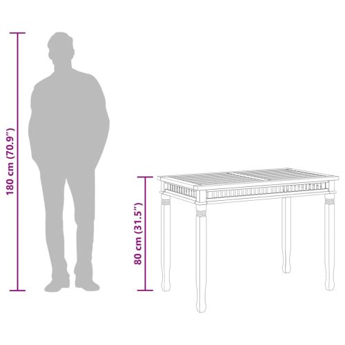 Градинска трапезна маса, 110x65x80 cм, тиково дърво масив