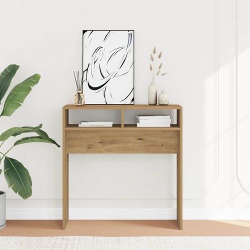 Конзолна маса, дъб артизан, 78x30x80 см, инженерно дърво