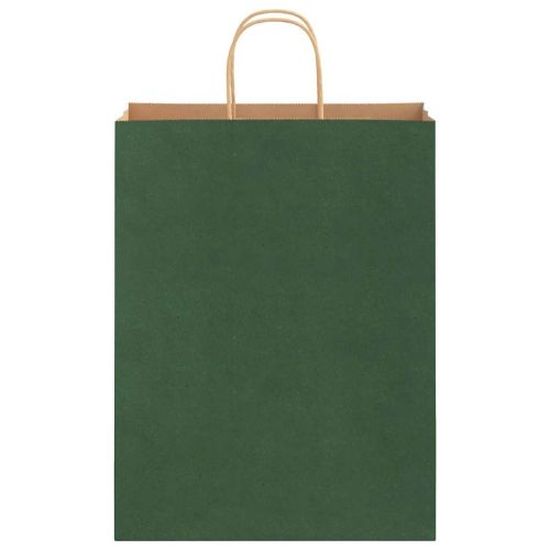 Хартиени торбички 250 бр с дръжки зелени 32x12x42 см