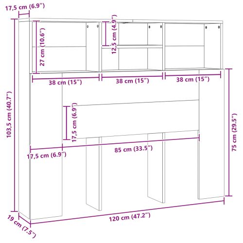 Табла за легло Черния дъб 120 x 19 x 103,5 cm Инженерно дърво