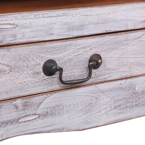 ТВ шкаф, 120x30x40 см, бял, махагоново дърво масив