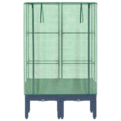 Повдигнато легло с оранжерия калъф, ратанов вид, 80x40x140 см