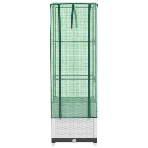 Повдигнато легло с оранжерия калъф, ратанов вид, 40x40x139 см