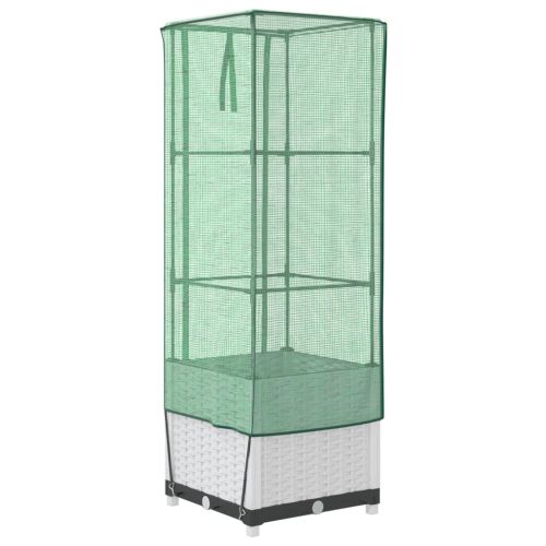 Повдигнато легло с оранжерия калъф, ратанов вид, 40x40x139 см