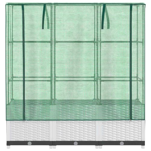 Повдигнато легло с оранжерия калъф, ратанов вид, 120x40x138 см