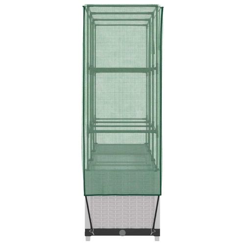 Повдигнато легло с оранжерия калъф, ратанов вид, 120x40x138 см