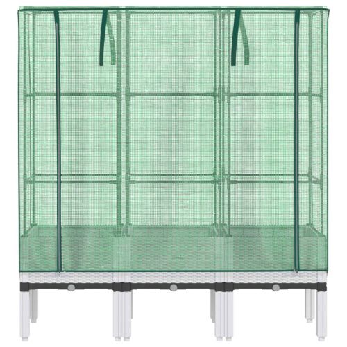 Повдигнато легло с оранжерия калъф, ратанов вид, 120x40x140 см