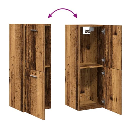 Висящ шкаф за баня, старо дърво, 30x30x80 см, инженерно дърво