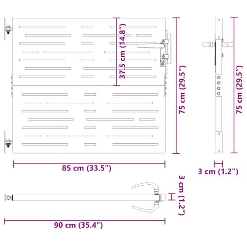Градинска порта 85x75 см, кортенова стомана, квадратен дизайн