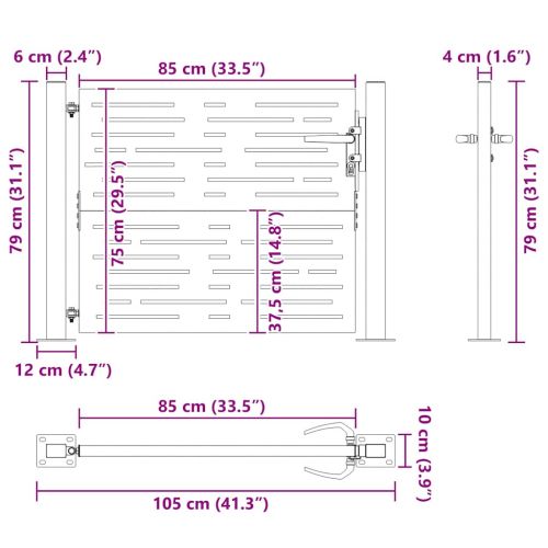 Градинска порта 100x75 см, кортенова стомана, квадратен дизайн