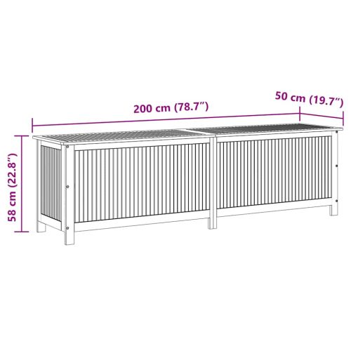 Градинска кутия за съхранение 200x50x58 см акациево дърво масив